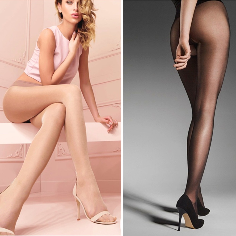NWT Bundle-of-2 Sheer Black and Nude Support Pantyhose